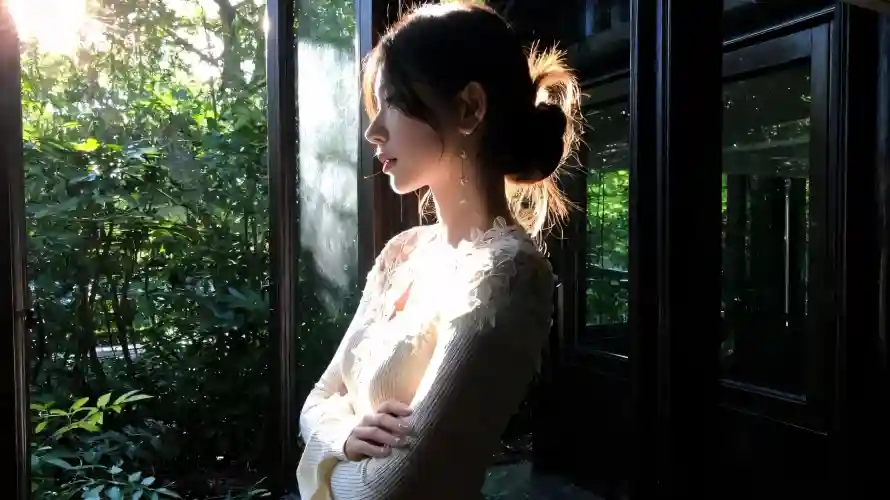 2k侧影壁纸-安静 - 清冷-白纱「哲风壁纸」