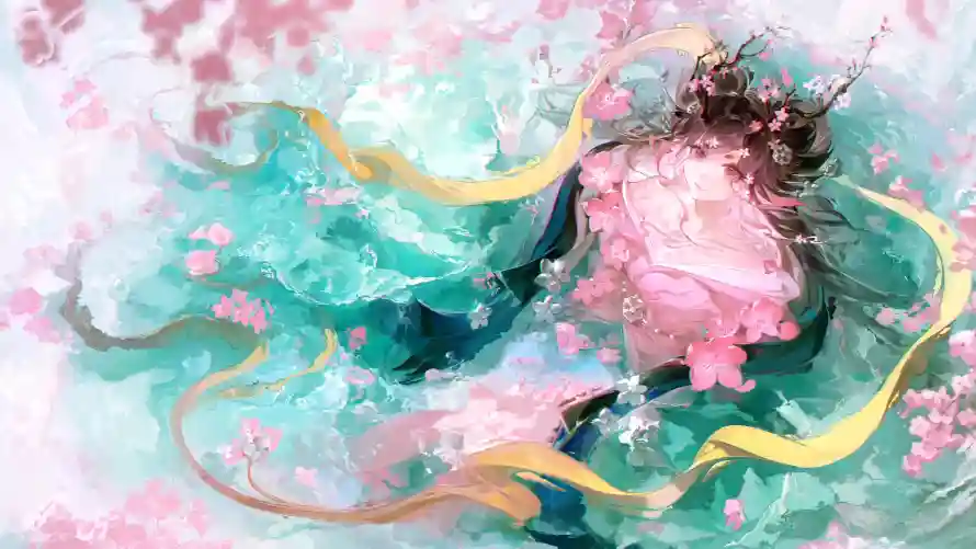 4k古风壁纸-樱花 - 粉衣-美女「哲风壁纸」