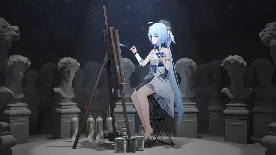 4k少女壁纸-玉腿 - 画室-画架「哲风壁纸」