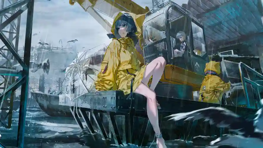 4k口罩壁纸-少女 - 工地-洪水「哲风壁纸」