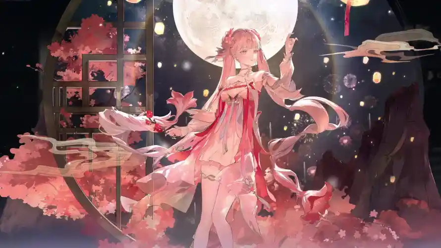 4k今汐壁纸-圆月 - 月夜-灯笼「哲风壁纸」