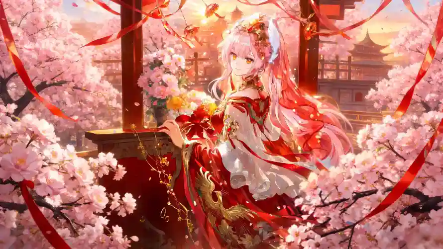 4k樱花壁纸-白发 - 花海-鸣潮「哲风壁纸」