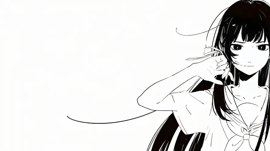 3k少女壁纸-漫画风 - 长黑发-jk制服「哲风壁纸」