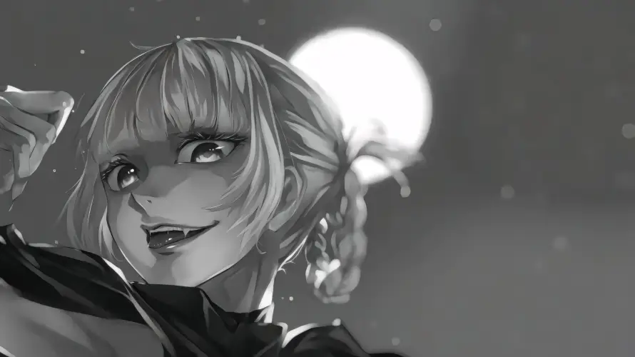 3k少女壁纸-月夜 - 满月-虎牙「哲风壁纸」