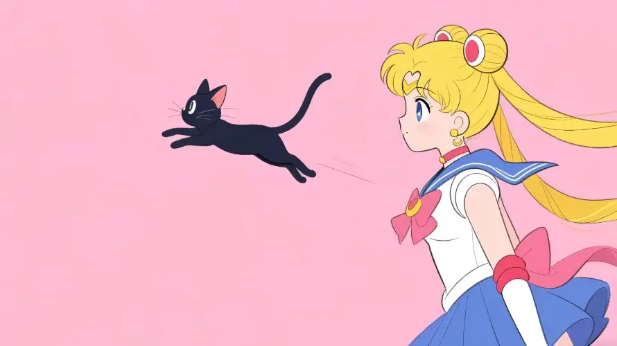 3k露娜壁纸-黑猫 - 月野兔-水手服「哲风壁纸」