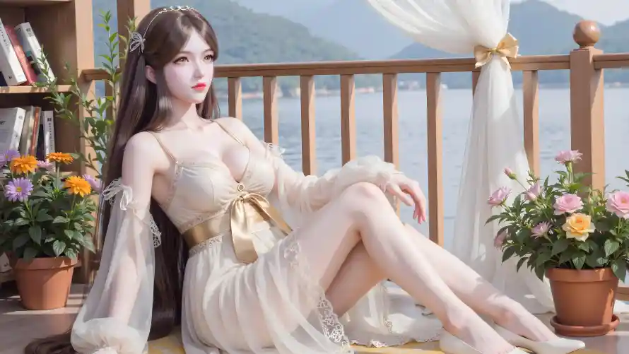 11k湖水壁纸-美腿 - 花卉-远山「哲风壁纸」