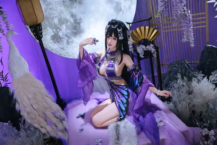 8k古风壁纸-国风 - 圆月-少女「哲风壁纸」