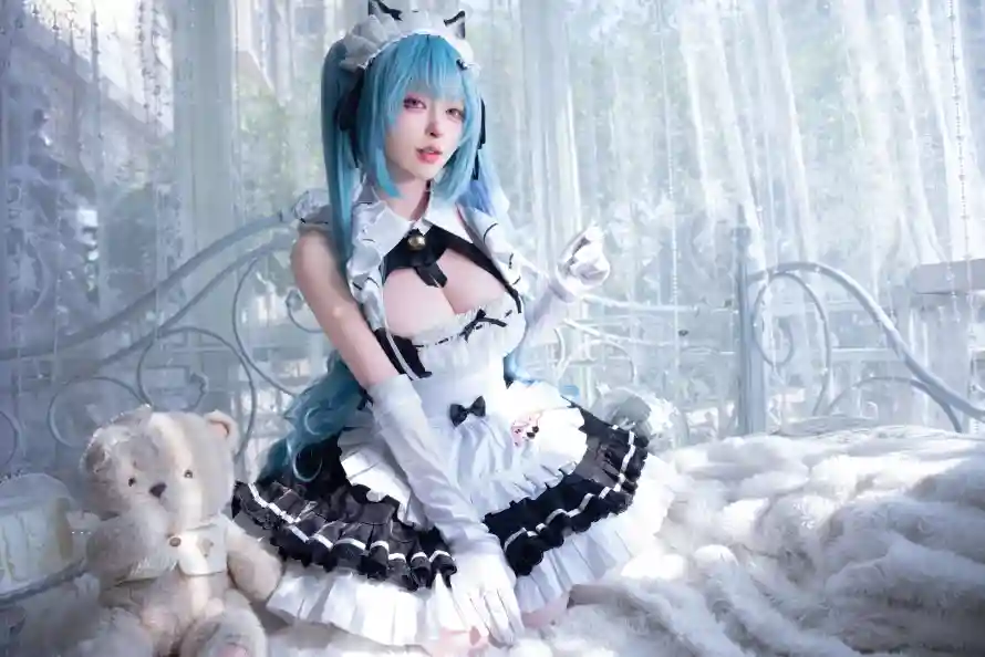 10k卧室壁纸-猫娘 - 猫耳-蓝发「哲风壁纸」