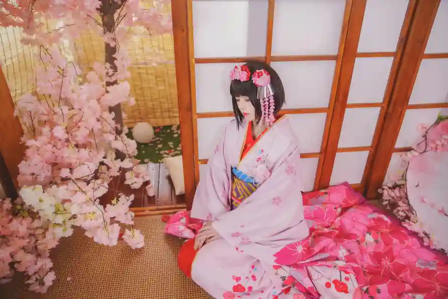 8k发饰壁纸-和服 - 和风-少女「哲风壁纸」