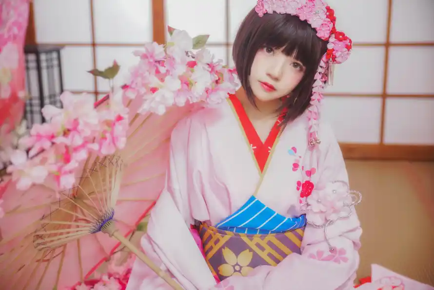 8k发饰壁纸-和服 - 和风-少女「哲风壁纸」