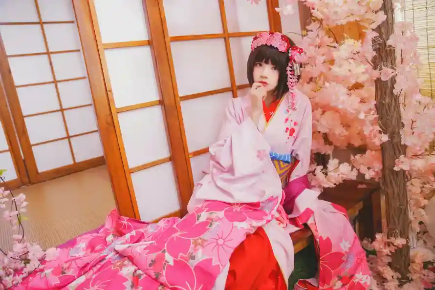 8k发饰壁纸-和服 - 和风-少女「哲风壁纸」