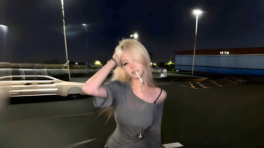 4k夜景壁纸-美女 - 街拍-路灯「哲风壁纸」