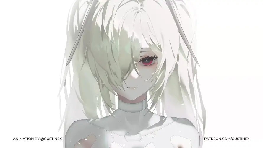 4k少女壁纸-白发 - 简约-红瞳「哲风壁纸」
