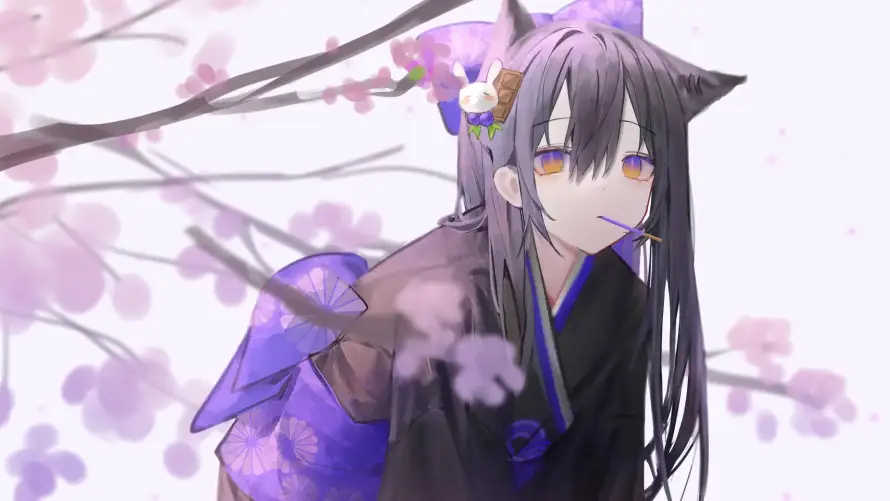 3k兽耳壁纸-和服 - 和风-樱花「哲风壁纸」