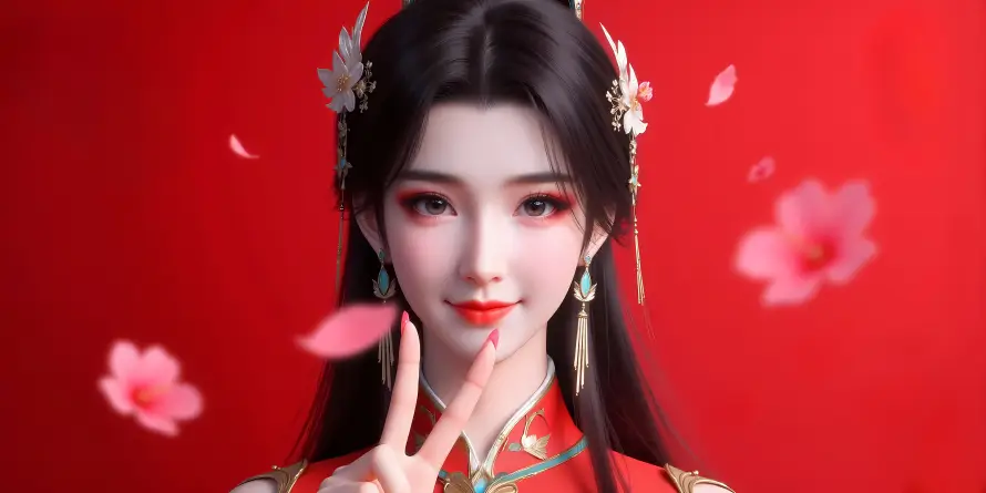9k古风壁纸-国漫 - 桃花-红衣「哲风壁纸」