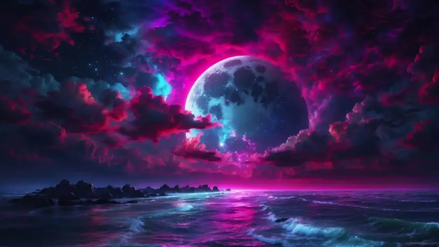 4k云层壁纸-倒影 - 夜晚-夜空「哲风壁纸」