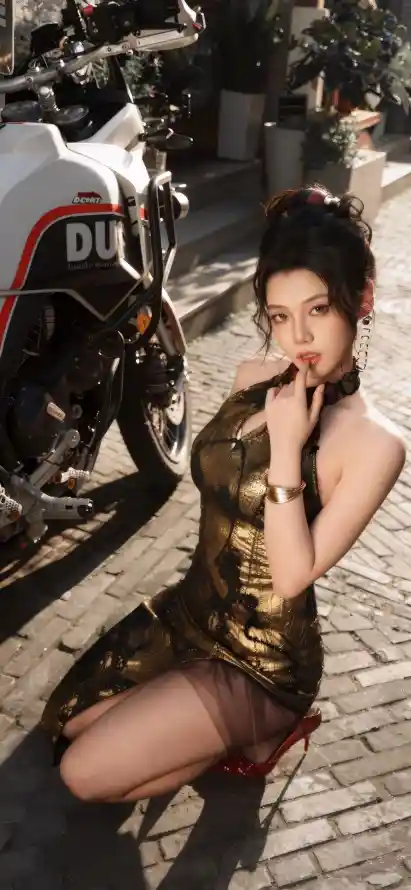 4k户外壁纸 - 美女 - 街景 - 黑丝「哲风壁纸」