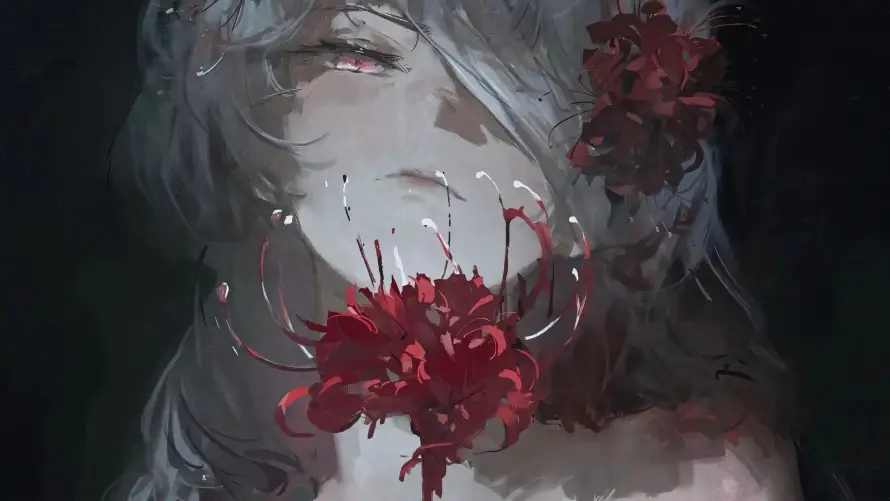 3k少女壁纸-插画 - 暗调-红瞳「哲风壁纸」