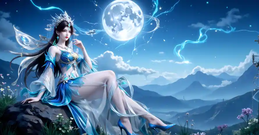 7k国风壁纸-圆月 - 星空-月夜「哲风壁纸」