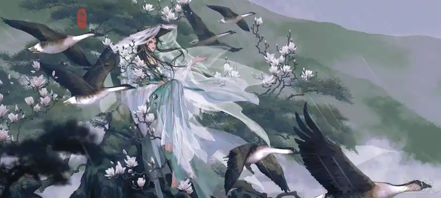 5k古风壁纸-国风 - 手绘-梨花「哲风壁纸」