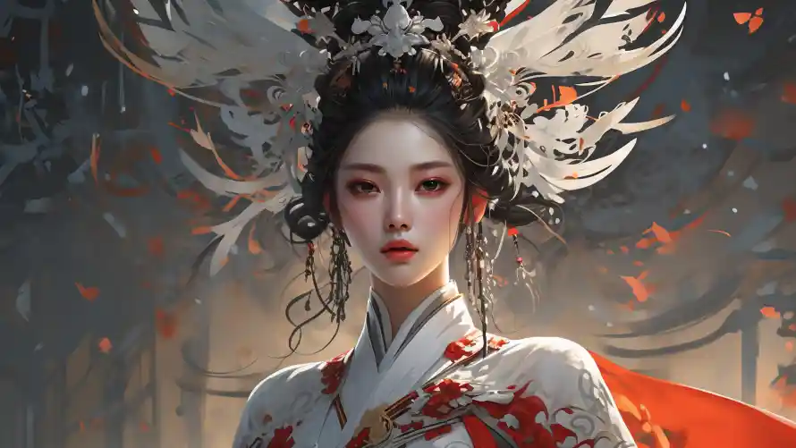 3k国风壁纸-东方美学 - 凤凰发饰-古典美人「哲风壁纸」