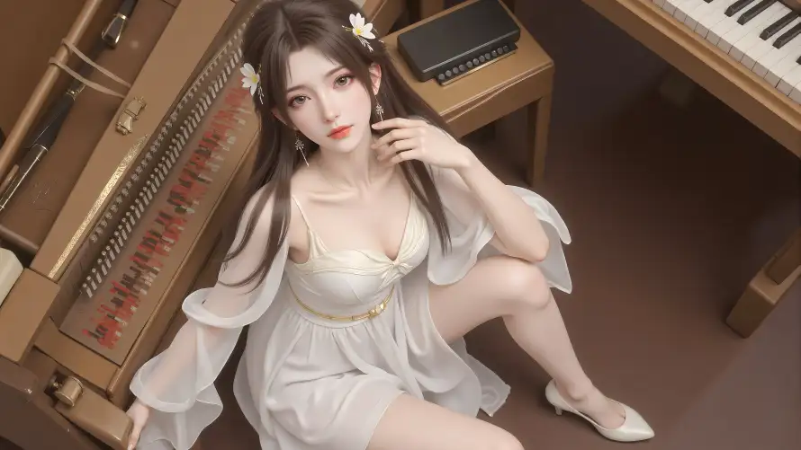 4k清漪壁纸-白裙 - 美人-花饰「哲风壁纸」