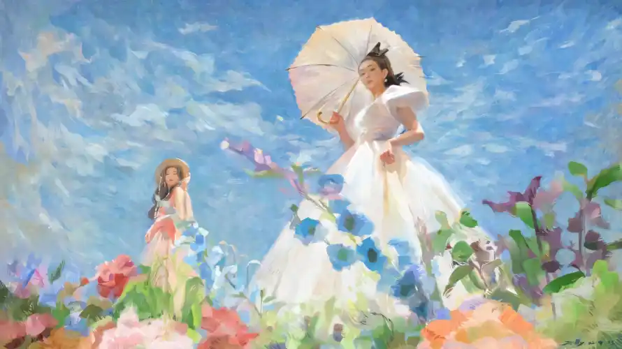 2k婚纱壁纸-少女 - 梦幻-油画「哲风壁纸」