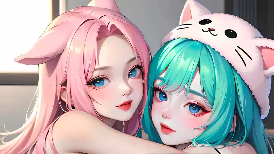 4k兽耳壁纸-可爱 - 姐妹-猫耳「哲风壁纸」