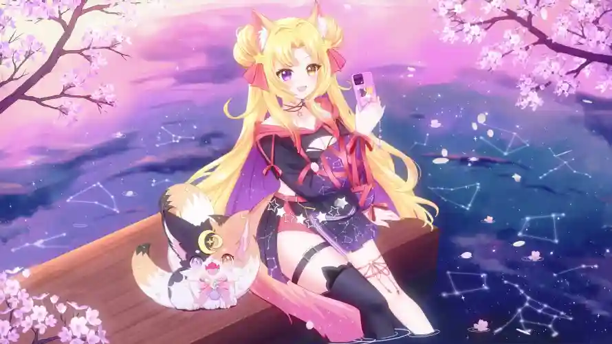 4k星空壁纸-星轨 - 樱花-猫耳「哲风壁纸」
