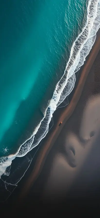 4k俯瞰壁纸 - 沙滩 - 海水 - 海浪「哲风壁纸」
