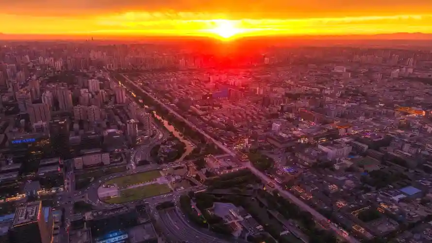3k俯瞰壁纸-城市 - 壁纸-夕阳「哲风壁纸」