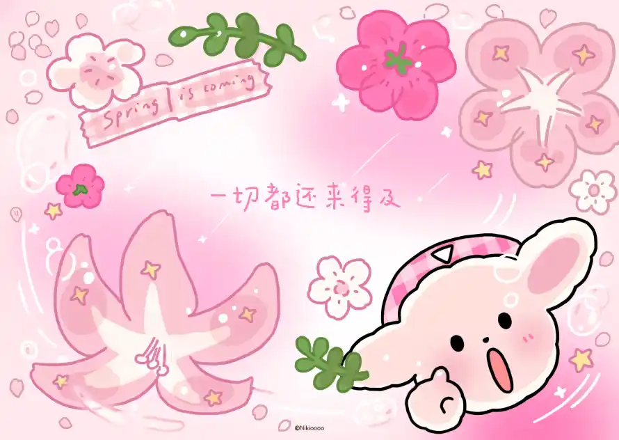 4k兔子壁纸-可爱 - 手绘-星星「哲风壁纸」
