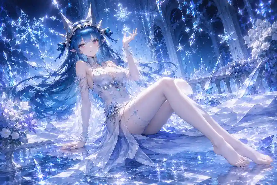 2k冰雪壁纸-角 - 冰面-少女「哲风壁纸」