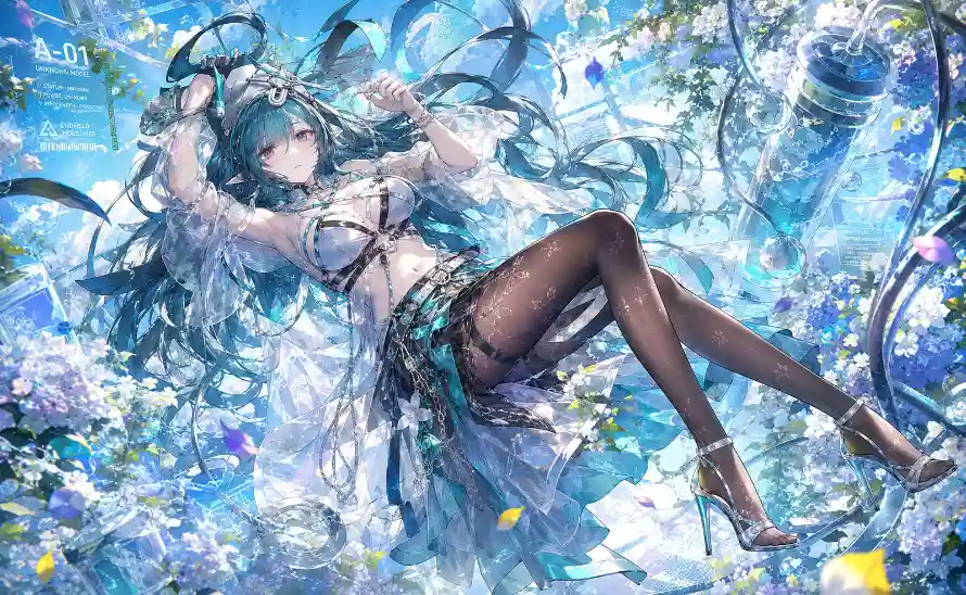 2k少女壁纸-插画 - 白裙-花海「哲风壁纸」