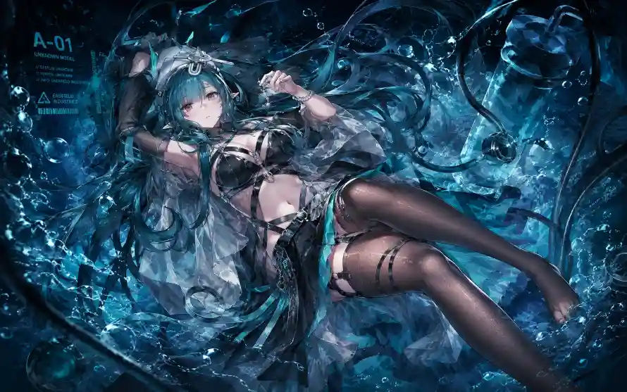 2k少女壁纸-插画 - 水下-绿发「哲风壁纸」
