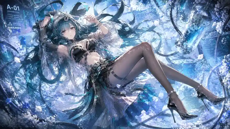 2k光影壁纸-少女 - 插画-蓝发「哲风壁纸」