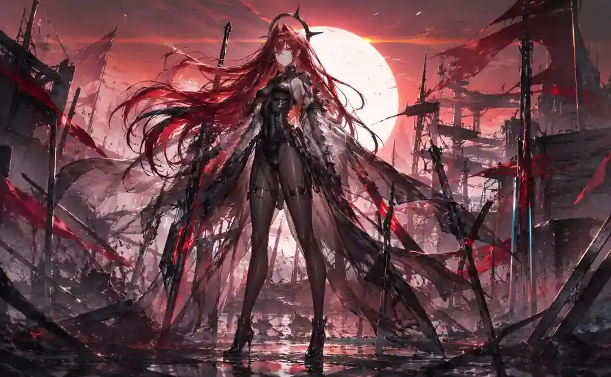 2k少女壁纸-战场 - 旗帜-水面「哲风壁纸」