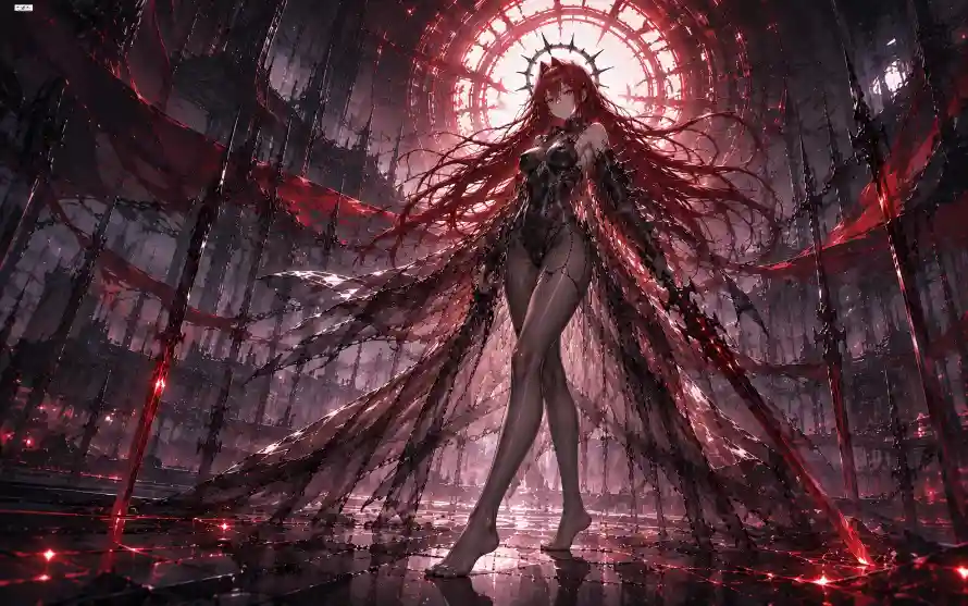 2k光晕壁纸-光环 - 少女-插画「哲风壁纸」