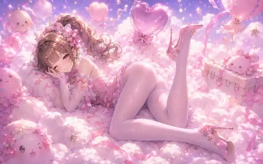 2k云朵壁纸-卷发 - 少女-插画「哲风壁纸」