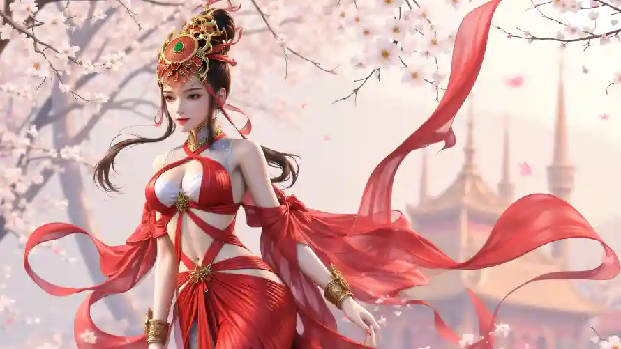 6k发饰壁纸-古装 - 古风-桃花「哲风壁纸」