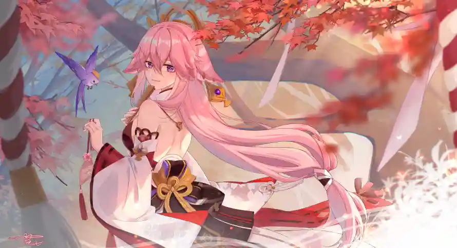 9k原神壁纸-和服 - 和风-巫女「哲风壁纸」