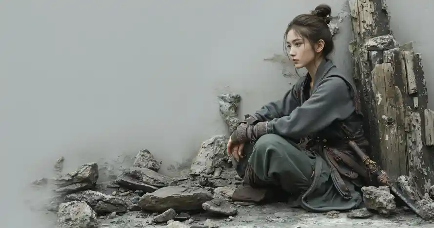 3k古风壁纸-坐姿 - 壁纸-女侠「哲风壁纸」