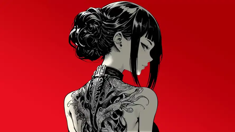 3k侧颜壁纸-国风 - 插画-盘发「哲风壁纸」