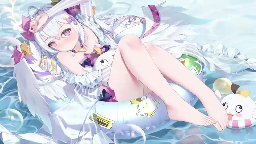 3k夏日壁纸-少女 - 水面-泳装「哲风壁纸」