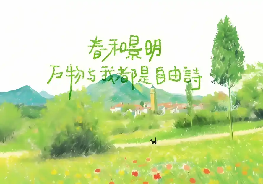 2k卡通壁纸-小镇 - 春天-树木「哲风壁纸」