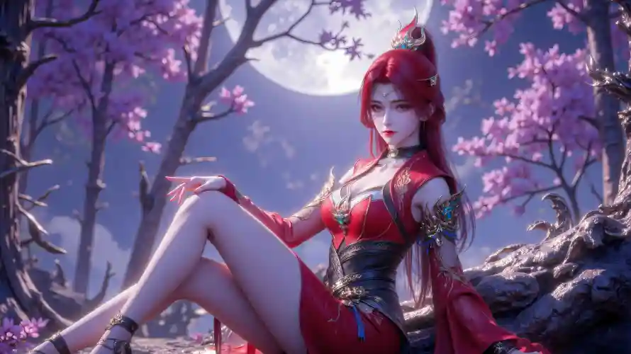 6k3D壁纸-动漫 - 古风-坐姿「哲风壁纸」