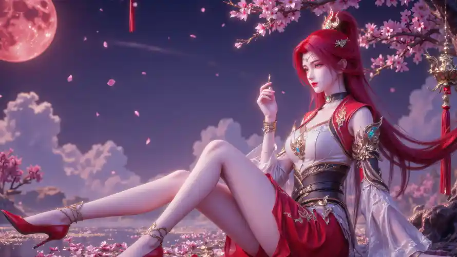 5k古风壁纸-夜晚 - 斗宗-桃花「哲风壁纸」