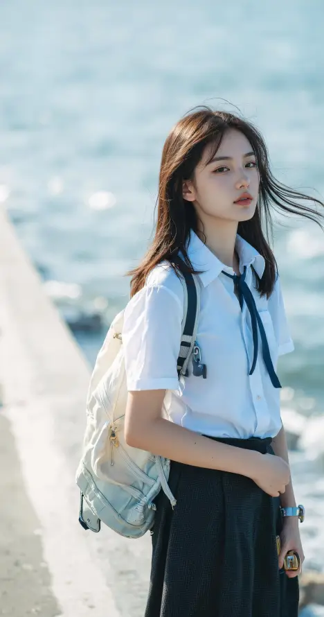 4k壁纸壁纸 - 大海 - 女生 - 学生「哲风壁纸」