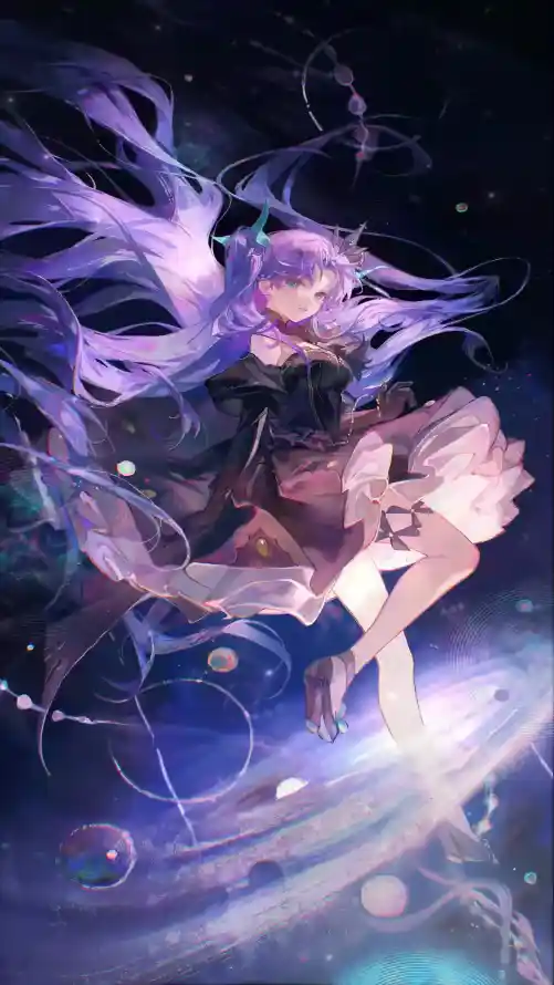 4k同谐壁纸 - 少女 - 插画 - 星空「哲风壁纸」