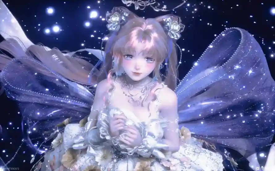 2k少女壁纸-星空 - 暖暖-紫色「哲风壁纸」